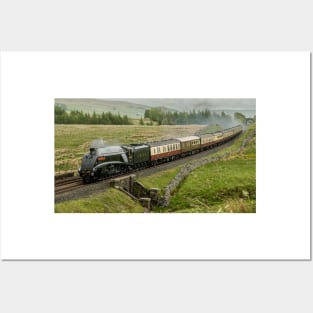 A4 "Sir Nigel Gresley" at Ais Gil, Cumbria in the rain Posters and Art